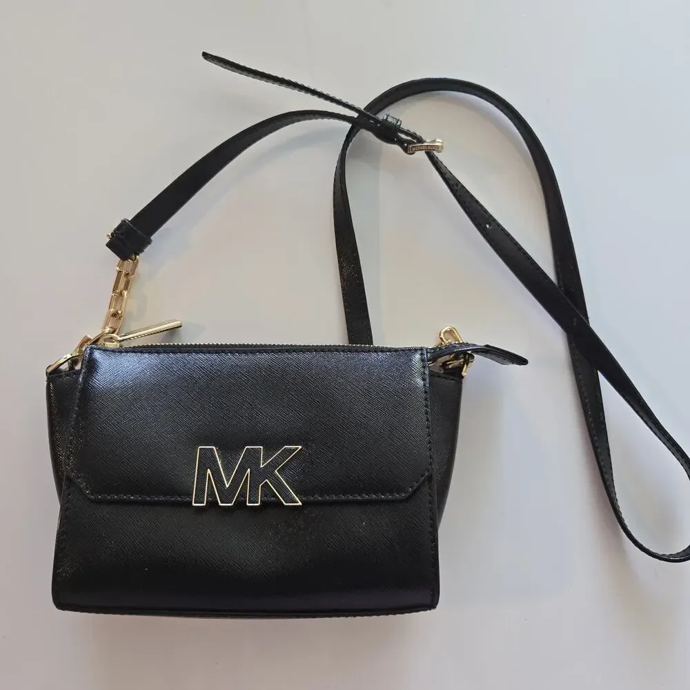 Michael Kors Black Leather Florence Crossbody‎ Bag